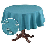 Linen Textured Table Cloths Round 70 Inch Premium Solid Tablecloth Spill-Proof Waterproof Table Cover for Dining Buffet Feature Extra Soft and Thick Fabric Wrinkle Free, Teal