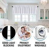 H.VERSAILTEX 100% Blackout Curtain Valances for Kitchen Windows/Bathroom/Living Room/Bedroom Thermal Insulated Rod Pocket Valances for Windows, 4 Pack, 52" x 18", Bleached White