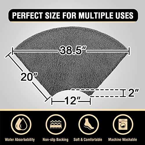 H.VERSAILTEX Toilet Rug Toilet Mats for Bathroom Curved Bath Mat Non Slip Corner Bath Rug Carpet for Toilet Extra Soft Thick Absorbent Contour Toilet Mat Washable, 20 x 38.5 inch - Grey