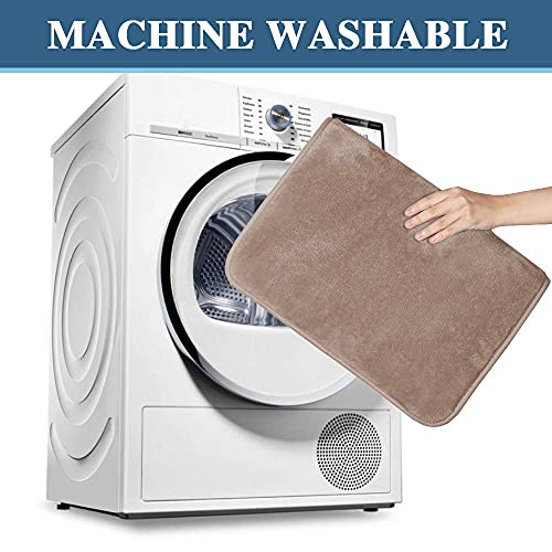 Bath Mat Memory Foam Set Bathroom Rug Set Flannel Velvety Bath Mat Luxury Extra Soft and Absorbent Non Slip Rugs for Bathroom/Bedroom Washable(Curved Set 24"x 36" Plus 20"x 24"U, Taupe)