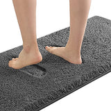 Bathroom Rug Tufted Bath Rug Bath Mat Non Slip Runner Rug 47" x 17" Extra Soft Thick Absorbent Shaggy Kitchen Rug Indoor Mat Washable Microfiber Bath Mat for Bathroom Living Room Fast Dry - Grey