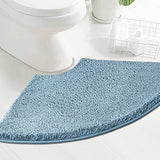 H.VERSAILTEX Toilet Rug Toilet Mats for Bathroom Curved Bath Mat Non Slip Corner Bath Rug Carpet for Toilet Extra Soft Thick Absorbent Contour Toilet Mat Washable, 20 x 38.5 inch - Canal Blue