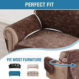 Sofa Slipcover 100% Waterproof Sofa Cover Couch Cover Premium Velvet Classic Flower Pattern Furniture Protector Non Slip with Elastic Straps for Pets Dogs Width Up to 72 Inch (Large Sofa, Chocolate)