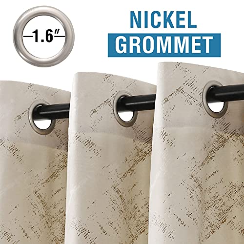 Luxury Velvet Curtains 95 Inches Long Thermal Insulated Blackout Curtains for Bedroom Foil Print Thick Soft Velvet Grommet Curtain Drapes for Living Room Vintage Home Decor, 2 Panels, Ivory