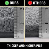 H.VERSAILTEX Toilet Rug Toilet Mats for Bathroom Curved Bath Mat Non Slip Corner Bath Rug Carpet for Toilet Extra Soft Thick Absorbent Contour Toilet Mat Washable, 20 x 38.5 inch - Grey