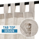 Linen Curtains Natural Linen Blended Curtains for Living Room Burlap Linen Textured Curtains Tab Top Curtains Elegant Energy Efficient Light Filtering Curtains (Set of 2, 52" x 108", Natural)
