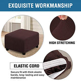 H.VERSAILTEX Square Ottoman Covers Ottoman Slipcovers Folding Storage Stool Furniture Protector Form Fit with Elastic Bottom, Stretch High Spandex Small Checks Jacquard Fabric(Medium,Chocolate)