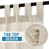 Linen Curtains Natural Linen Blended Curtains for Living Room Burlap Linen Textured Curtains Tab Top Curtains Elegant Energy Efficient Light Filtering Curtains (Set of 2, 52" x 108", Ivory)
