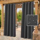 H.VERSAILTEX Indoor Outdoor Curtains for Patio Waterproof Stainless Steel Silver Grommet Thermal Insulated Blackout Outdoor Drapes for Deck/Gazebo, Charcoal Gray, 52x108 Inch, 1 Panel