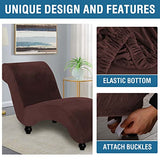 Chaise Lounge Cover Velvet Chaise Lounge Couch Cover High Stretch Chaise Lounge Slipcover Luxury Lounge Chair Cover for Living Room Soft Furniture Protector for Dog, Machine Washable, Chocolate