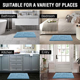 Microfiber Bath Rugs Chenille Floor Mat Ultra Soft Washable Bathroom Dry Fast Water Absorbent Bedroom Area Rugs, 17 x 24 - Inch, Sky Blue