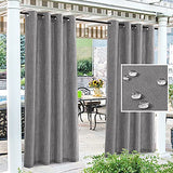 Outdoor Blackout Curtain for Patio Waterproof Linen Look Heavy Duty Indoor/Outdoor Solid Rustproof Grommet Curtain Thermal Insulated Sunlight Block Drape for Gazebo/Porch, 52”W X 84”L, Grey, 1 Panel