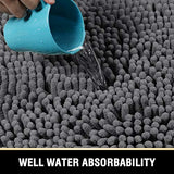 Bathroom Rugs Bath Mats for Bathroom Non Slip Luxury Chenille Bathroom Rugs Extra Soft Absorbent Shaggy Bathroom Mat Rugs Washable Fast Dry Bathroom Rugs Sets 2 Piece (Grey, 24" x 36"/20" x 32")