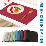 H.VERSAILTEX Linen Placemats Set of 6 Premium Solid Table Placemats for Dining Table Spill-Proof Waterproof Table Mats Heat-Resistant Kitchen Table Mats Washable, 12x18 inches, Cardinal Red