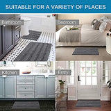 PrimeBeau Bathroom Rugs Bath Rug Set 7 Piece Bathroom Contour Rug Toilet Mat Sets Non Slip Contour Bath Rug Ultra Thick Water Absorbent Striped Bath Mats Washable