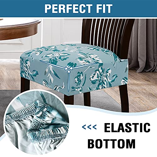 Chair Cover for Dining Room High Stretch Chair Seat Cover Removable Chair Seat Cushion Slipcovers Washable Kitchen Chair Cover Feature Soft Thick Bouncy Modern Style ( Aqua, Set of 4 )
