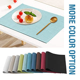 H.VERSAILTEX Linen Placemats Set of 4 Premium Solid Table Placemats for Dining Table Spill-Proof Waterproof Table Mats Heat-Resistant Kitchen Table Mats Washable, 12x18 inches, Aqua