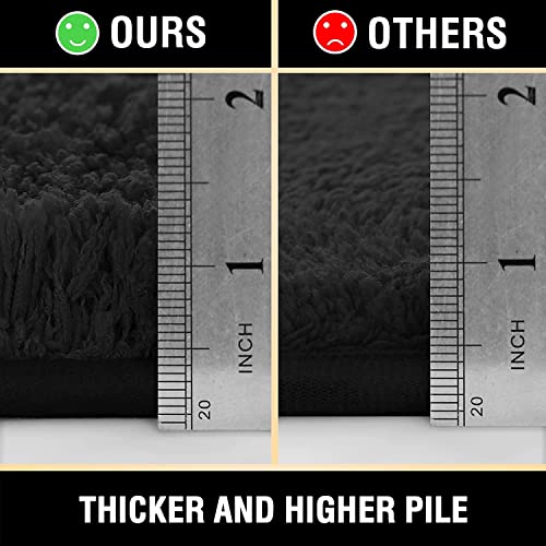 H.VERSAILTEX Toilet Rug Toilet Mats for Bathroom Curved Bath Mat Non Slip Corner Bath Rug Carpet for Toilet Extra Soft Thick Absorbent Contour Toilet Mat Washable, 20 x 38.5 inch - Black