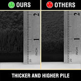 H.VERSAILTEX Toilet Rug Toilet Mats for Bathroom Curved Bath Mat Non Slip Corner Bath Rug Carpet for Toilet Extra Soft Thick Absorbent Contour Toilet Mat Washable, 20 x 38.5 inch - Black