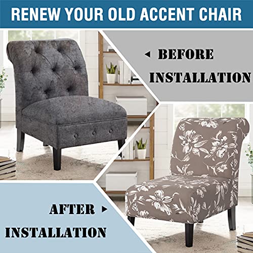 Armless Chair Slipcover High Stretch Accent Chair Cover Removable Chair Cover for Living Room Modern Furniture Protector with Elastic Bottom Thick Bouncy Modern Style, Machine Washable, Taupe