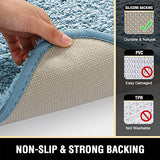 H.VERSAILTEX Toilet Rug Toilet Mats for Bathroom Curved Bath Mat Non Slip Corner Bath Rug Carpet for Toilet Extra Soft Thick Absorbent Contour Toilet Mat Washable, 20 x 38.5 inch - Canal Blue