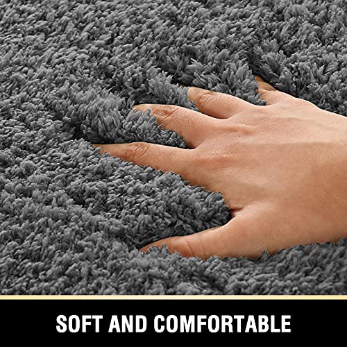 Bathroom Rug Tufted Bath Rug Bath Mat Non Slip Area Rug 20" x 32" Extra Soft Thick Absorbent Shaggy Kitchen Rug Indoor Mat Washable Microfiber Bath Mat for Bathroom Living Room Fast Dry - Grey