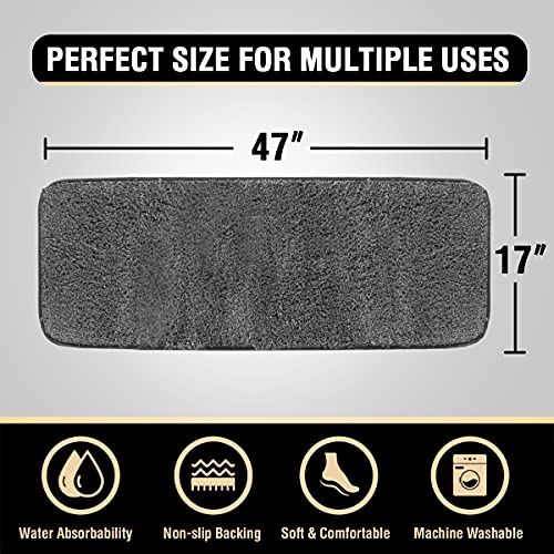 Bathroom Rug Tufted Bath Rug Bath Mat Non Slip Runner Rug 47" x 17" Extra Soft Thick Absorbent Shaggy Kitchen Rug Indoor Mat Washable Microfiber Bath Mat for Bathroom Living Room Fast Dry - Grey