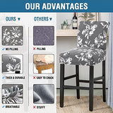 H.VERSAILTEX Stretch Bar Stool Cover Set of 6 Pub Counter Stool Chair Slipcover for Dining Room Cafe Height Side Chairs Feature Modern Floral Printed Design, Grey