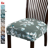 Chair Cover for Dining Room High Stretch Chair Seat Cover Removable Chair Seat Cushion Slipcovers Washable Kitchen Chair Cover Feature Soft Thick Bouncy Modern Style ( Green, Set of 6 )