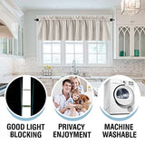 H.VERSAILTEX 100% Blackout Curtain Valances for Kitchen Windows/Bathroom/Living Room/Bedroom Thermal Insulated Rod Pocket Valances for Windows, 2 Pack, 52" x 18", Pumice Stone