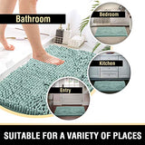 Bathroom Rugs Bath Mats for Bathroom Non Slip Luxury Chenille Bathroom Rugs Extra Soft Absorbent Shaggy Bathroom Mat Rugs Washable Fast Dry Bathroom Rugs Sets 2 Piece (Aqua Foam, 20" x 32"/17" x 24")