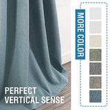 100% Blackout Linen Curtains 54 inches Long Thermal Curtains for Living Room Textured Burlap Curtains with Double Face Linen Grommet Soundproof Bedroom Curtains 52 x 54 Inch, 2 Panels - Stone Blue