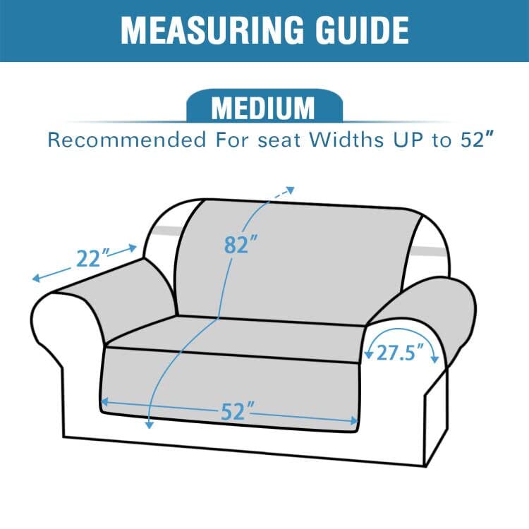 Sofa Slipcover 100% Waterproof Sofa Cover Couch Cover Premium Velvet Classic Flower Pattern Furniture Protector Non Slip with Elastic Straps for Pets Dogs Width Up to 52 Inch (Medium Sofa, Grey)