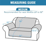 Sofa Slipcover 100% Waterproof Sofa Cover Couch Cover Premium Velvet Classic Flower Pattern Furniture Protector Non Slip with Elastic Straps for Pets Dogs Width Up to 52 Inch (Medium Sofa, Grey)