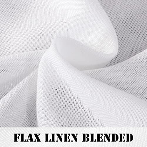 Natural Linen Curtains Linen Textured Living Room Curtain Light Filtering Tab Top Window Treatments Panels Highly Durable Curtain Panels for Bedroom (2 Panels, 52" x 63"，Pure White)