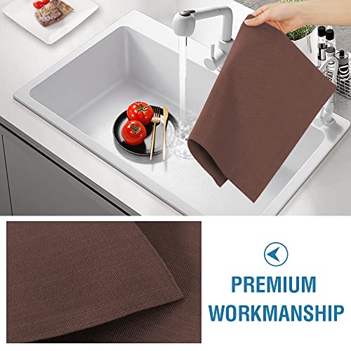 H.VERSAILTEX Linen Placemats Set of 6 Premium Solid Table Placemats for Dining Table Spill-Proof Waterproof Table Mats Heat-Resistant Kitchen Table Mats Washable, 12x18 inches, Chocolate