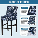 H.VERSAILTEX Stretch Bar Stool Cover Set of 6 Pub Counter Stool Chair Slipcover for Dining Room Cafe Height Side Chairs Feature Modern Floral Printed Design, Navy