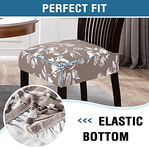 Chair Cover for Dining Room High Stretch Chair Seat Cover Removable Chair Seat Cushion Slipcovers Washable Kitchen Chair Cover Feature Soft Thick Bouncy Modern Style ( Taupe, Set of 4 )