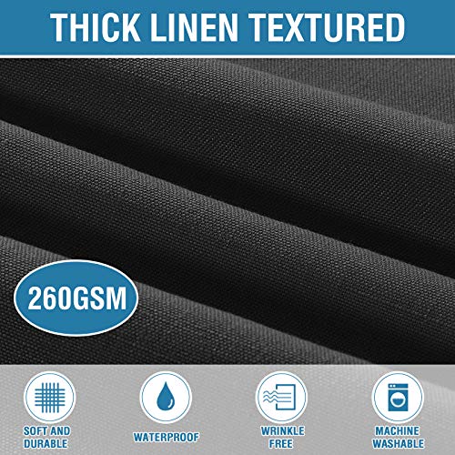Linen Textured Table Cloths Round 70 Inch Premium Solid Tablecloth Spill-Proof Waterproof Table Cover for Dining Buffet Feature Extra Soft and Thick Fabric Wrinkle Free, Black