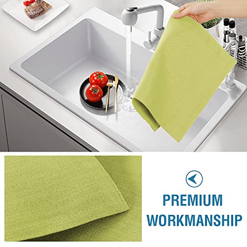 H.VERSAILTEX Linen Placemats Set of 6 Premium Solid Table Placemats for Dining Table Spill-Proof Waterproof Table Mats Heat-Resistant Kitchen Table Mats Washable, 12x18 inches, Lemon