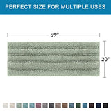 Bath Rugs for Bathroom Non Slip Bath Mats Extra Thick Chenille Striped Bath Rug Runners Oversized 59" x 20" Absorbent Fluffy Soft Shaggy Mats Dry Fast Plush Area Carpet for Bath Room - Sage