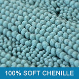 Bath Rugs for Bathroom Non Slip Bath Mats Extra Thick Chenille Striped Bath Rug Runners 47" x 17" Absorbent Fluffy Soft Shaggy Mats Dry Fast Plush Area Carpet for Bath Room - Aqua Haze