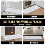 Bathroom Rug Tufted Bath Rug Bath Mat Non Slip Runner Rug 47" x 17" Extra Soft Thick Absorbent Shaggy Kitchen Rug Indoor Mat Washable Microfiber Bath Mat for Bathroom Living Room Fast Dry - White