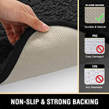 H.VERSAILTEX Toilet Rug Toilet Mats for Bathroom Curved Bath Mat Non Slip Corner Bath Rug Carpet for Toilet Extra Soft Thick Absorbent Contour Toilet Mat Washable, 20 x 38.5 inch - Black