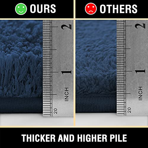 Bathroom Rug Tufted Bath Rug Bath Mat Non Slip Area Rug 17" x 24" Extra Soft Thick Absorbent Shaggy Kitchen Rug Indoor Mat Washable Microfiber Bath Mat for Bathroom Living Room Fast Dry - Navy