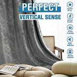 Luxury Velvet Curtains 63 Inches Long Thermal Insulated Blackout Curtains for Bedroom Foil Print Thick Soft Velvet Grommet Curtain Drapes for Living Room Vintage Home Decor, 2 Panels, Grey