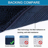 Bath Mats for Bathroom Non Slip Extra Thick Chenille Striped Bath Rug 24" x 36" Absorbent Non Skid Fluffy Soft Shaggy Rugs Washable Dry Fast Plush Mats for Indoor, Bath Room, Tub - Navy