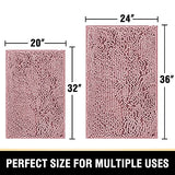 Bathroom Rugs Bath Mats for Bathroom Non Slip Luxury Chenille Bathroom Rugs Extra Soft Absorbent Shaggy Bathroom Mat Rugs Washable Fast Dry Bathroom Rugs Sets 2 Piece (Coral Pink, 24" x 36"/20" x 32")
