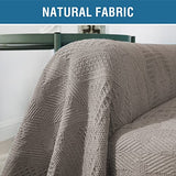H.VERSAILTEX Cotton Sofa Covers Couch Cover Sofa Slipcover for Most Shape Sofas, Feature Thick Woven Jacquard Seamless with Tassels, Multi-Use Decorative for Couch (Large: 71" x 102", Sand)
