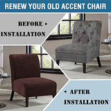 Armless Chair Slipcover Thick Striped Velvet Accent Chair Cover for Living Room High Stretch Slipper Chair Slipcover Removable Furniture Protector with Elastic Bottom, Machine Washable, Chocolate